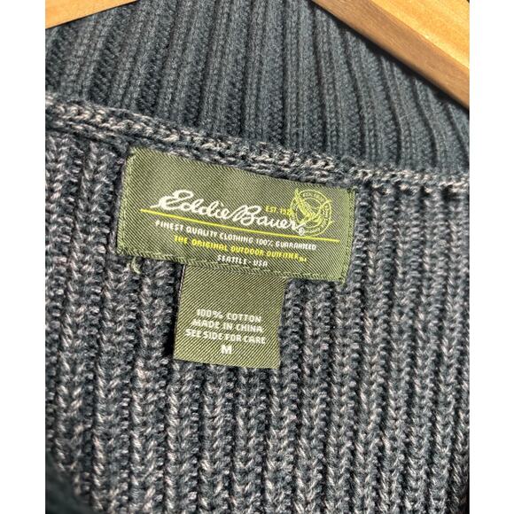Eddie Bauer Men M Blue Pullover Quarter Zip Classic Vintage Preppy - Picture 4 of 7